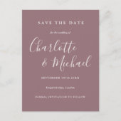 Script Mauve Trouwkaart Save the Date Kaart (Voorkant)