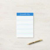 Script Medium Blauw Gelinieerd Gepersonaliseerd Post-it® Notes (Op bureau)