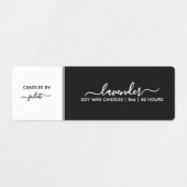 Script Medium dun zwart-wit kaarsenetiket Labels (Design 1)