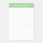 Script Medium Sage Green Lined Personalized Post-it® Notes (Voorkant)
