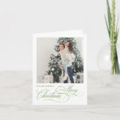 Script Merry Christmas 1 photo Folded Holiday Card Feestdagen Kaart (Voorkant)