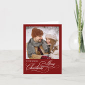 Script Merry Christmas 1 photo Folded Holiday Card Feestdagen Kaart (Voorkant)