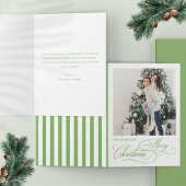 Script Merry Christmas 1 photo Folded Holiday Card Feestdagen Kaart