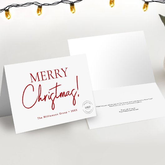 Script Merry Christmas Business Corporate Logo RED Feestdagen Kaart