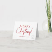 Script Merry Christmas Business Corporate Logo RED Feestdagen Kaart (Voorkant)