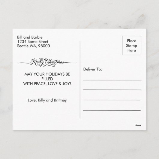 Script Merry Christmas Couples Photo Front Feestdagenkaart (Achterkant)