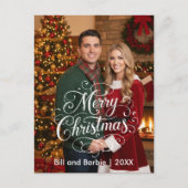 Script Merry Christmas Couples Photo Front Feestdagenkaart (Voorkant)