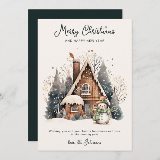 Script Merry Christmas Flat Vakantie Kaart (Voorkant / Achterkant)