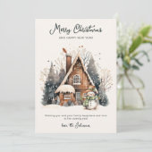 Script Merry Christmas Flat Vakantie Kaart (Staand voorkant)