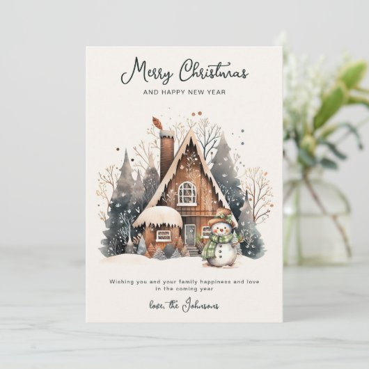 Script Merry Christmas Flat Vakantie Kaart (Staand voorkant)