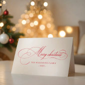Script Merry Christmas Folded Holiday Card Feestdagen Kaart