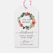 Script Merry Christmas Holiday Wreath Gift Label Cadeaulabel (Achterkant)