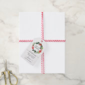 Script Merry Christmas Holiday Wreath Gift Label Cadeaulabel (Met Touw)