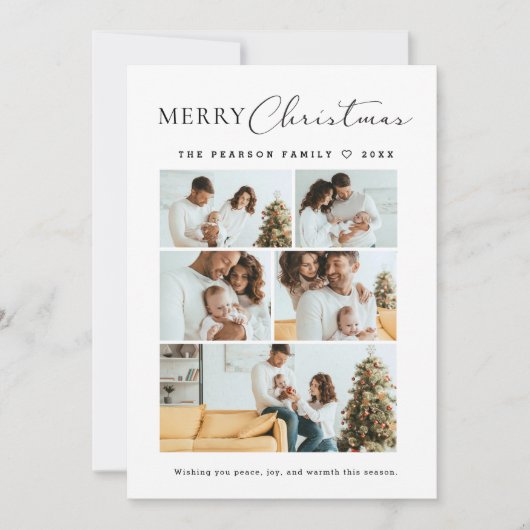 Script Merry Christmas Multi Photo Grid Modern Feestdagenkaart (Voorkant)