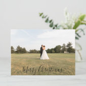 Script Merry Christmas Photo Card Feestdagenkaart (Staand voorkant)