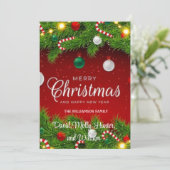 Script Merry Christmas Rode kerstkaart Kaart (Staand voorkant)