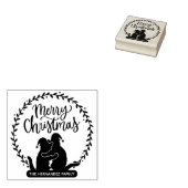 Script Merry Christmas Wreath Cat Return Adres Rubberstempel (Gestempeld)