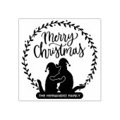 Script Merry Christmas Wreath Cat Return Adres Rubberstempel (Afrduk)