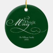 Script Merry en Bright Holiday Keramisch Ornament (Achterkant)
