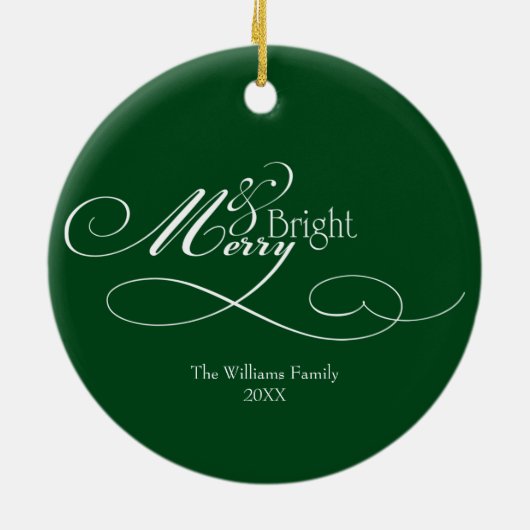 Script Merry en Bright Holiday Keramisch Ornament (Achterkant)
