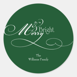 Script Merry en Bright Holiday Ronde Sticker
