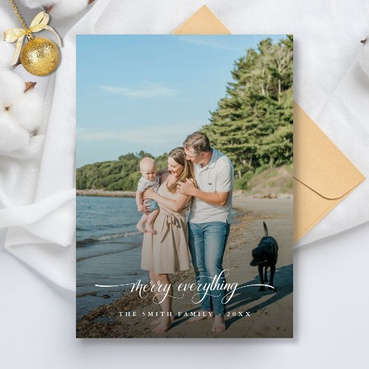Script Merry Everything Coastal Kerstfoto Feestdagenkaart
