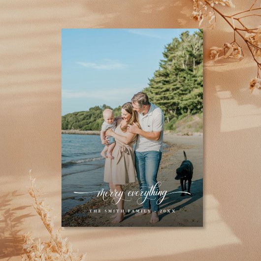 Script Merry Everything Coastal Kerstfoto Feestdagenkaart