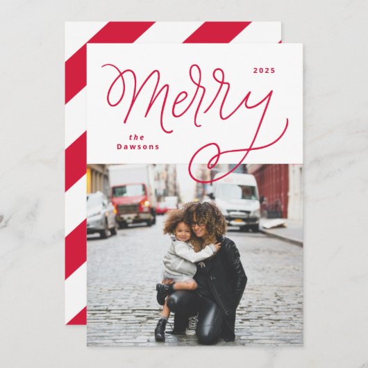 Script Merry Fun Bold Holiday Kaart (Voorkant / Achterkant)