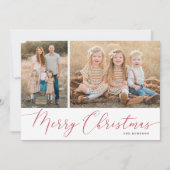 Script Merry kerst Elegant 2 Foto Feestdagenkaart (Voorkant)