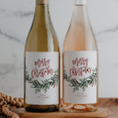 Script Merry Kerstfeest Greenery Holiday Wijn Etiket