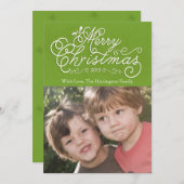 Script Merry Kerstfeestay Fotokaart Groen Feestdagenkaart (Voorkant / Achterkant)