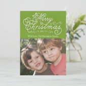 Script Merry Kerstfeestay Fotokaart Groen Feestdagenkaart (Staand voorkant)