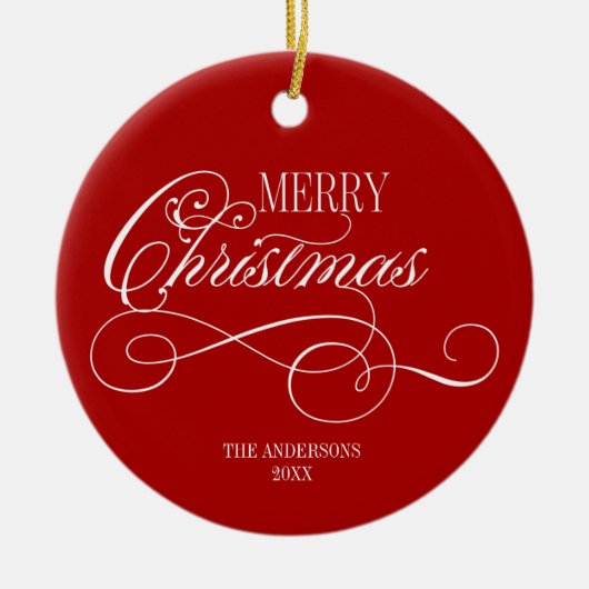Script Merry Kerstfeestdag Keramisch Ornament (Voorkant)