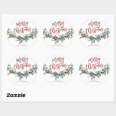 Script Merry KerstGreenery Ronde Sticker (Vel)