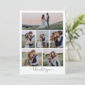 Script met Heart Multi Photo Wedding Bedankkaart (Staand voorkant)