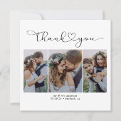 Script met Heart Multi Photo Wedding Bedankkaart (Voorkant)