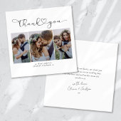 Script met Heart Multi Photo Wedding Bedankkaart