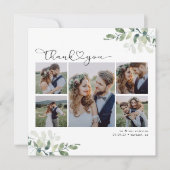 Script met Heart Multi Photo Wedding Bedankkaart (Voorkant)