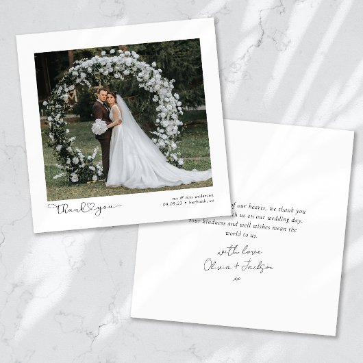 Script met Heart Photo Wedding Bedankkaart