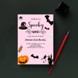 Script met Heart Spooky One Halloween Verjaardag Kaart