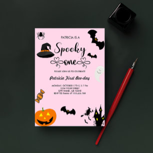 Script met Heart Spooky One Halloween Verjaardag Kaart