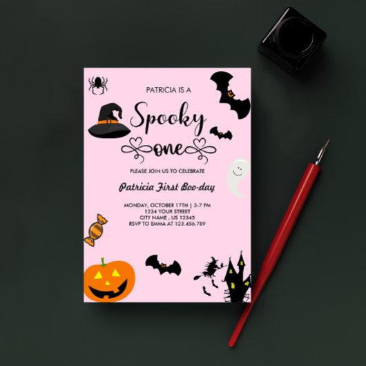 Script met Heart Spooky One Halloween Verjaardag Kaart