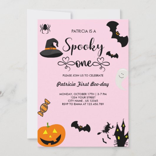 Script met Heart Spooky One Halloween Verjaardag Kaart (Voorkant)