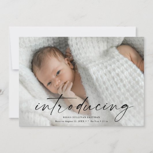 Script met introductie van babyfoto bedankkaart (Voorkant)