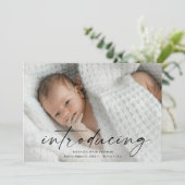 Script met introductie van babyfoto bedankkaart (Staand voorkant)