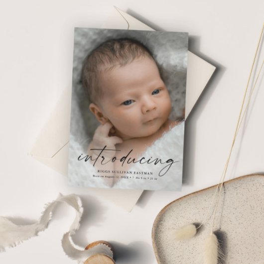 Script met introductie van babyfoto bedankkaart
