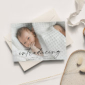 Script met introductie van babyfoto bedankkaart