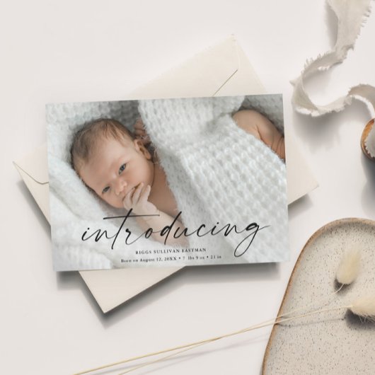 Script met introductie van babyfoto bedankkaart
