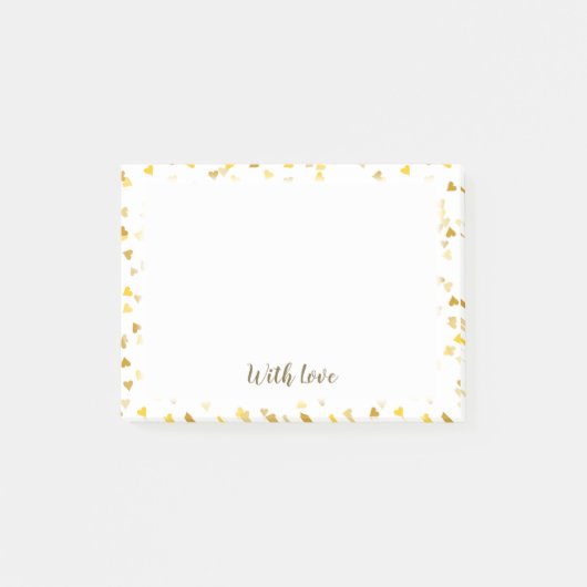 Script Met Liefde Gouden Harten Post-it® Notes (Voorkant)