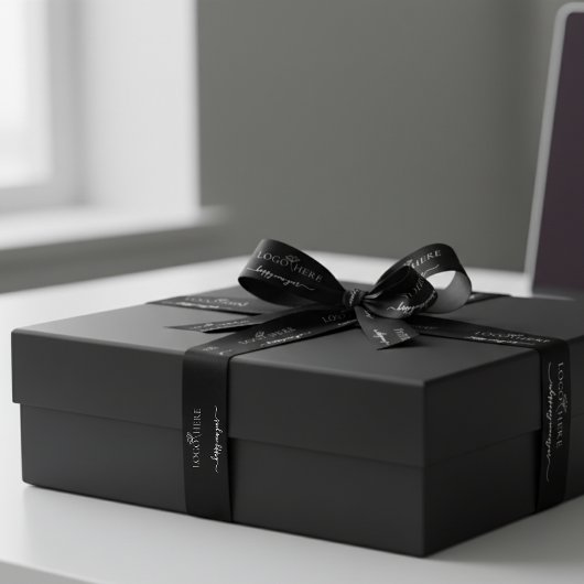 Script met logo nieuwjaar business wrapping satijnen lint